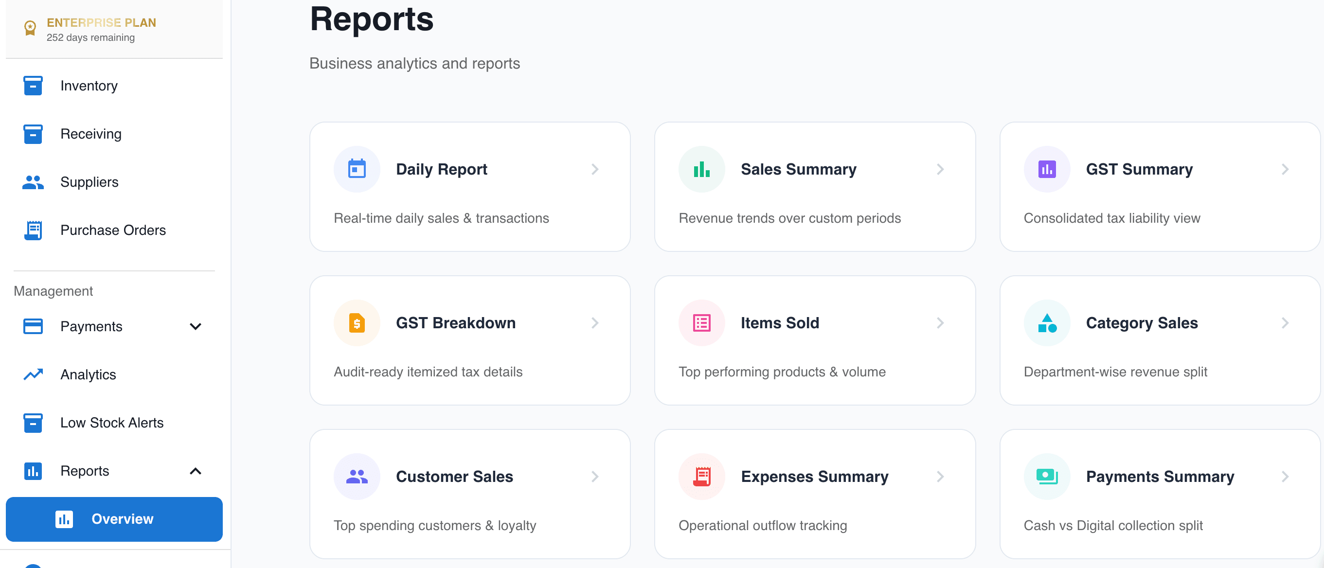 Business Reports Screenshot